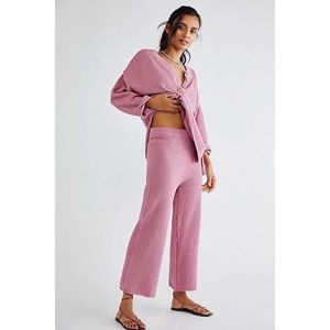 Free People Beach Hailee Sweater Matching Set in Smoked Pink Size L Wide Leg